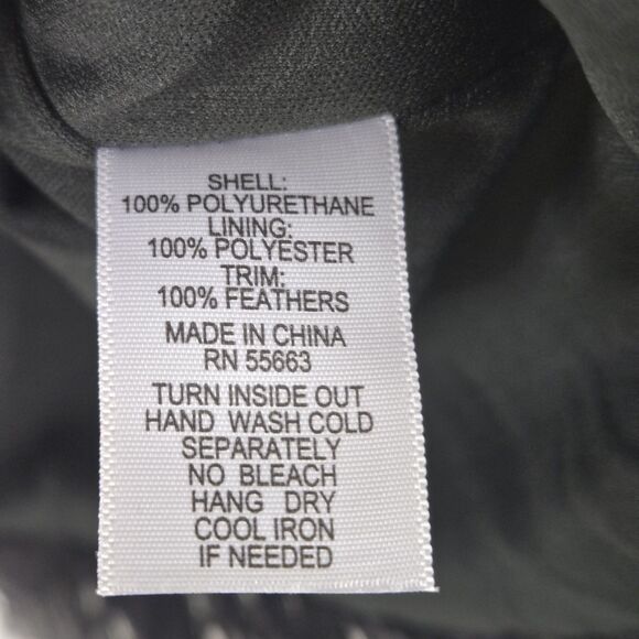 For Cynthia Women's Size Large Black Faux Leather Tank Top Feather Trim NWT - Picture 6 of 6